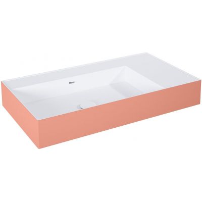 Elita Level umywalka 80,5x45,5 cm prostokątna ścienna lewa white/terra pink matt RE041461216020