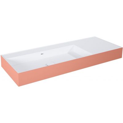 Elita Level umywalka 120,5x45,5 cm prostokątna ścienna lewa white/terra pink matt RE041461236020