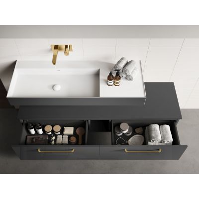 Elita Level umywalka 120,5x45,5 cm prostokątna ścienna lewa white/antracit matt RE041461236180