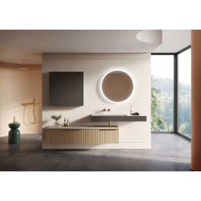 Elita Level umywalka 120,5x45,5 cm prostokątna ścienna lewa white/antracit matt RE041461236180