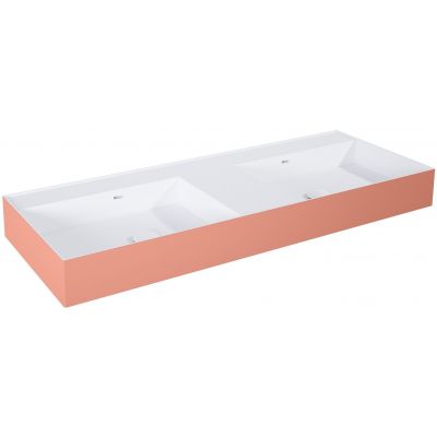 Elita Level umywalka 120,5x45,5 cm prostokątna ścienna-podwójna white/terra pink matt RE041461246020