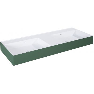 Elita Level umywalka 120,5x45,5 cm prostokątna ścienna-podwójna white/forest green matt RE041461246200