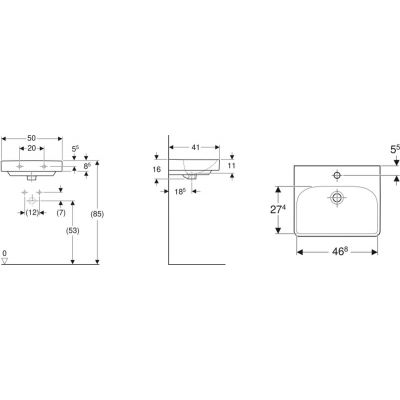 Geberit Smyle Square umywalka 50x41 cm ścienna prostokątna KeraTect biała 500.256.01.8