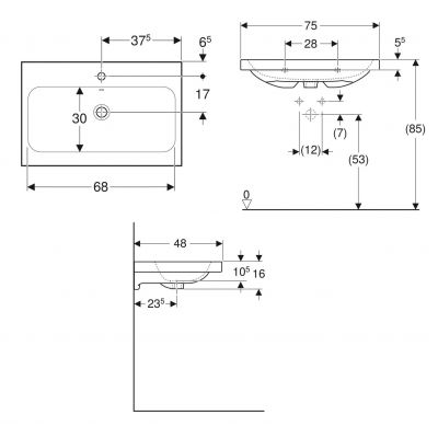 Geberit iCon Light umywalka 75x48 cm meblowa KeraTect biała 501.835.00.2