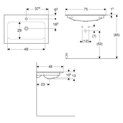 Geberit iCon umywalka 75x48 cm meblowa KeraTect biała 501.844.00.2