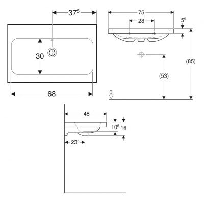 Geberit iCon Light umywalka 75x48 cm nablatowa KeraTect biała 501.848.00.4