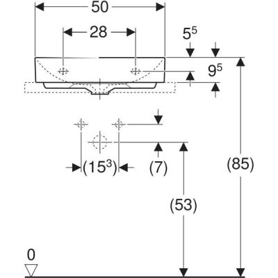 Geberit One umywalka 50x41 cm prostokątna nablatowa biała 505.031.01.6