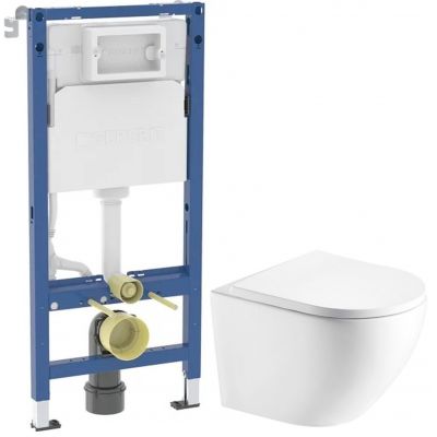 Zestaw Geberit Duofix Delta stelaż podtynkowy z miską WC Hagser Beno i deską wolnoopadającą biały (111170002, HGR20000042)