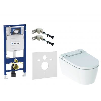 Zestaw Geberit urządzenie WC (miska z deską) z funkcją higieny intymnej i stelaż podtynkowy Duofix biały (146222111, 111320005, 156050001, 111815001)