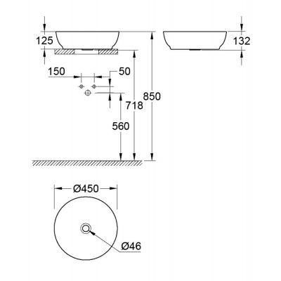 Grohe Essence umywalka 45x45 cm okrągła nablatowa biała 103560SH00