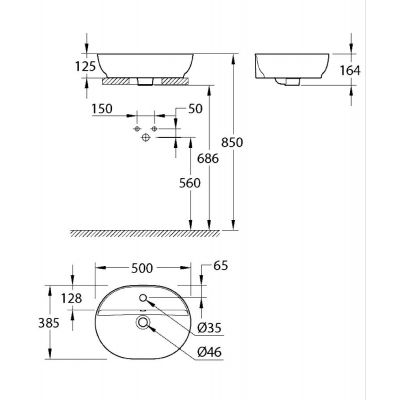 Grohe Essence umywalka 50x40 cm owalna nablatowa biała 103566SH00