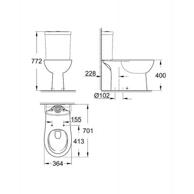 Grohe Bau Ceramic miska WC kompakt stojąca bez kołnierza biała 39429000