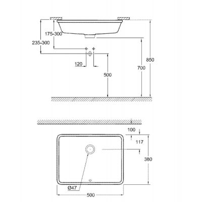 Grohe Cube Ceramic umywalka 50x38 cm prostokątna podblatowa biała 3948000H