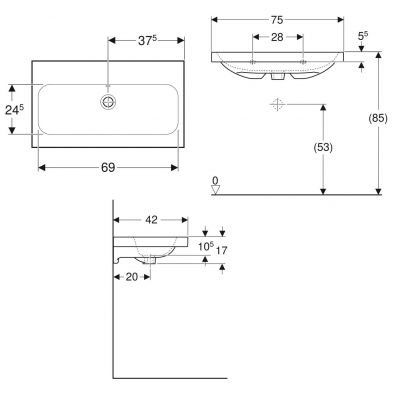 Geberit iCon Light umywalka 75x42 cm meblowa KeraTect biała 501.842.00.4