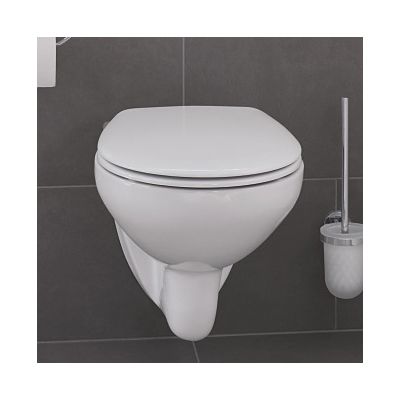 Zestaw Grohe Solido stelaż podtynkowy WC z przyciskiem Even czarny mat i miską WC Bau Ceramic wiszącą z deską (38811KF0, 39427000, 39492000)