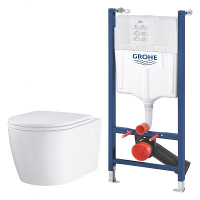 Zestaw Grohe Solido stelaż podtynkowy do WC z miską wiszącą Grohe Start Round i deską wolnoopadającą biały (38971000, 103848SH00)