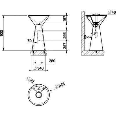 Gessi Cono umywalka 54,6 cm okrągła wolnostojąca biały mat 45907.521