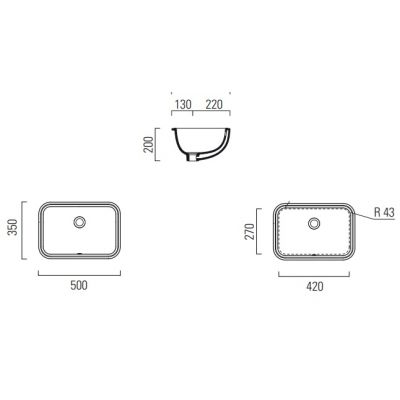 GSI Pura umywalka 50x35 cm prostokątna podblatowa biała 724711