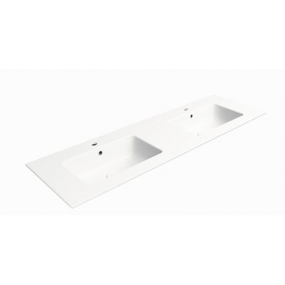 GSI Pura umywalka 142x46 cm prostokątna wpuszczana-podwójna biały mat 8889109
