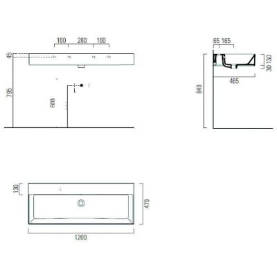 GSI Kube X umywalka 120x47 cm prostokątna ścienna biała 9424011