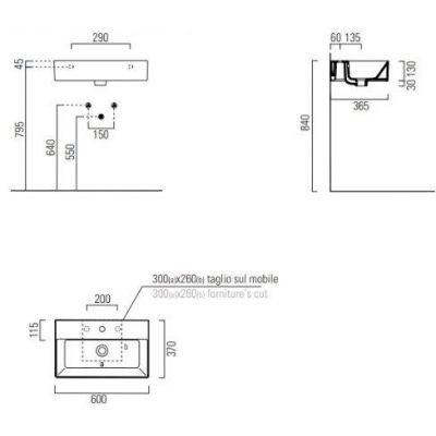 GSI Kube X umywalka 60x37 cm prostokątna ścienna-nablatowa biała 9454011