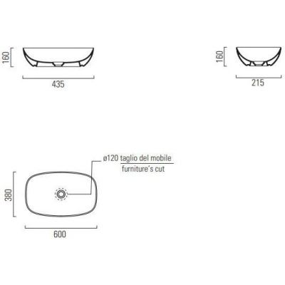GSI Nubes umywalka 63x38 cm nablatowa bianco lucido 978311