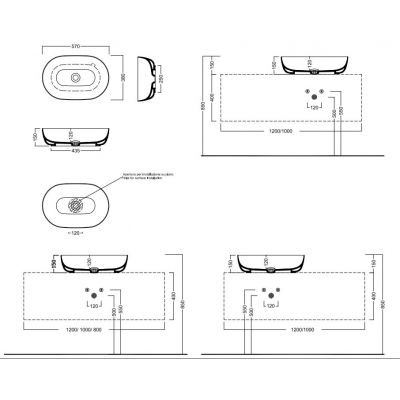 Hatria Happy Hour Slim 12:00 umywalka 57x38 cm owalna nablatowa biały mat A0Y8AK25