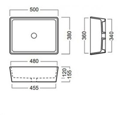 Hatria Happy Hour umywalka 50x38 cm prostokątna nablatowa biały mat 00YXSQ01