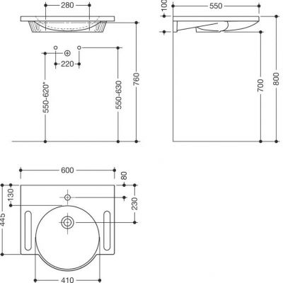 Hewi umywalka 60x55 cm ścienna biała 950.11.101_BŁĘDNY