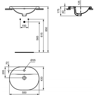 Ideal Standard Connect umywalka 55x43 cm owalna wpuszczana biała E503901