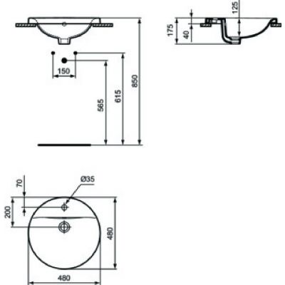 Ideal Standard Connect umywalka 48x48 cm okrągła wpuszczana biała E504201