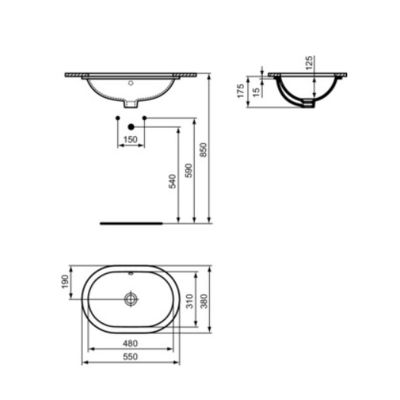 Ideal Standard Connect umywalka 48x31 cm owalna podblatowa biała E504801