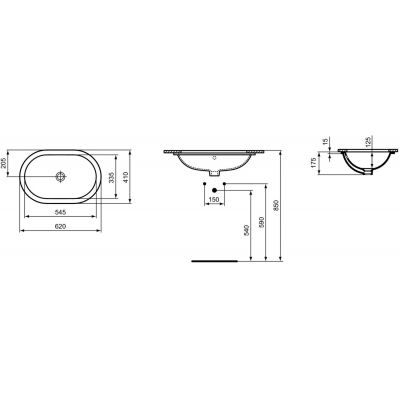 Ideal Standard Connect umywalka 54,5x33,5 cm podblatowa owalna biała E505001