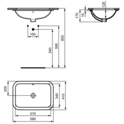 Ideal Standard Connect umywalka 51x34 cm podblatowa prostokątna biała E506101