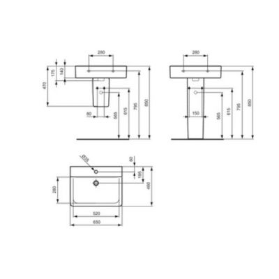 Ideal Standard Connect umywalka 65x46 cm prostokątna ścienna biała E810601