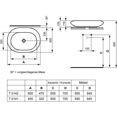 Umywalka nablatowa Ideal Standard SimplyU Natural T 0142 01