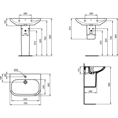 Ideal Standard Active umywalka 70 cm T054401