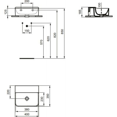 Ideal Standard Conca umywalka 40x35 cm ścienna prostokątna biała T387501