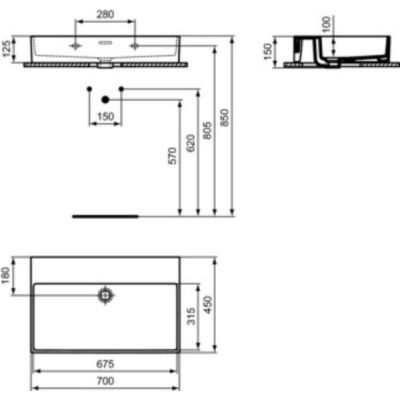 Ideal Standard Extra umywalka 70x45 cm prostokątna ścienna biała T389301