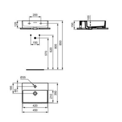 Ideal Standard Extra umywalka 45x35 cm prostokątna biały T391701