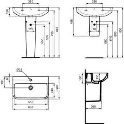 Ideal Standard I.Life S umywalka 60x38 cm prostokątna ścienna biała T458301