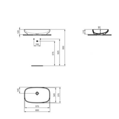 Ideal Standard I.Life umywalka 60x37 cm owalna nablatowa biała T508701