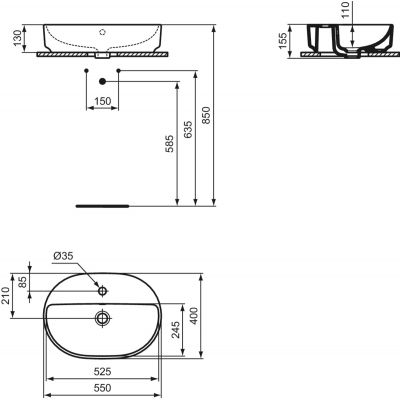 Ideal Standard i.Life O umywalka 55x40 cm owalna nablatowa biała T573401