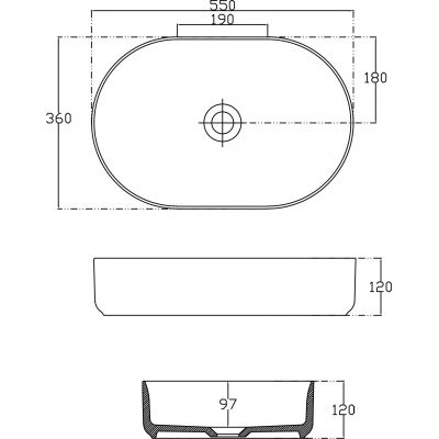 Isvea Infinity Oval umywalka 55x36 cm nablatowa owalna czarny mat 10NF65055-2N