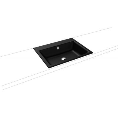 Kaldewei Puro umywalka 60x46 cm wpuszczana prostokątna model 3151 z powierzchnią uszlachetnioną czarny mat 900106013676