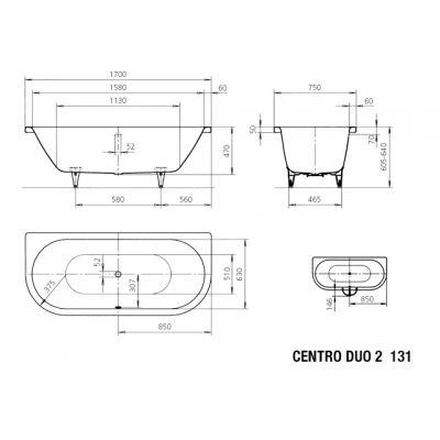 Kaldewei Centro Duo 2 wanna 170x75 cm model 131 biała 283100010001
