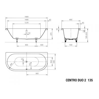 Kaldewei Centro Duo 2 wanna 180x80 cm model 135 biała 283500010001