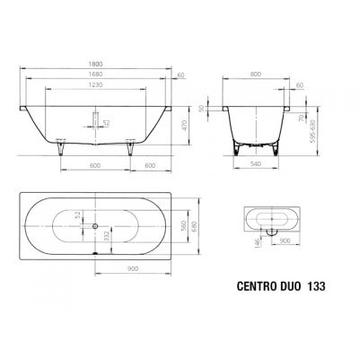 Kaldewei Centro Duo wanna prostokątna 180x80 cm model 133 biała 283300010001