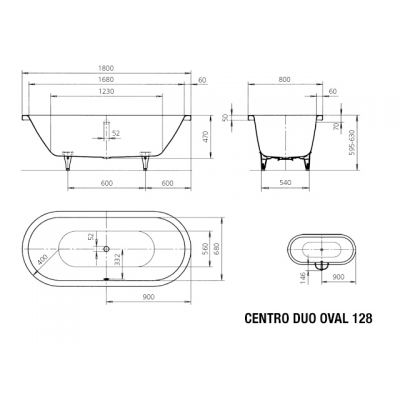 Kaldewei Centro Duo wanna owalna 180x80 cm owalna biała 282800010001
