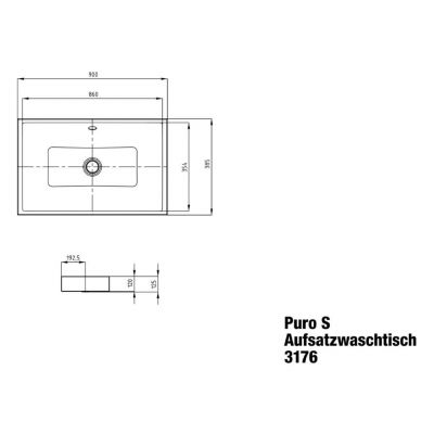 Kaldewei Puro S umywalka 90x38 cm nablatowa prostokątna model 3176 biała 909206003001